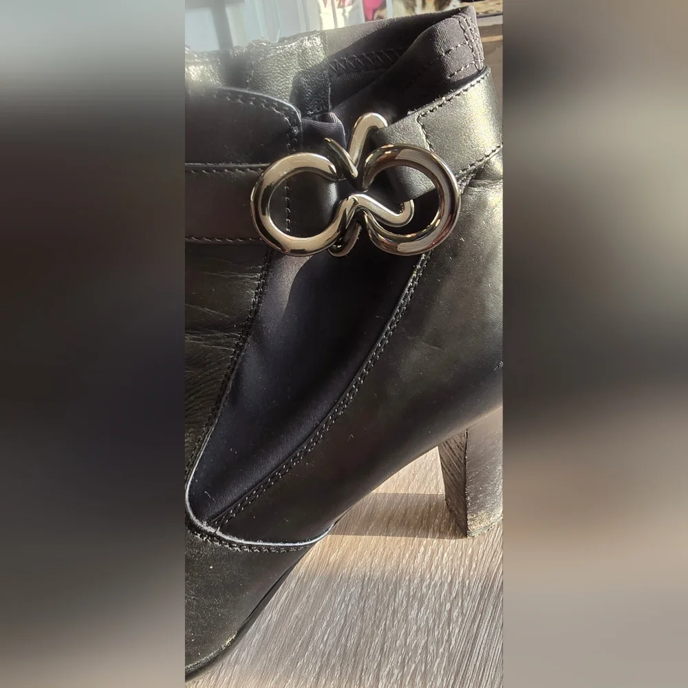 Aquatalia Leather Gothic Boots Gunmetal Hardware Houndstooth Made In Italy - Picture 5 of 12